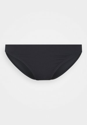 Zwarte bikinionder van rekbaar materiaal. Kenmerkt zich door een low-rise ontwerp met schone randen en minimale naden voor comfort en pasvorm.