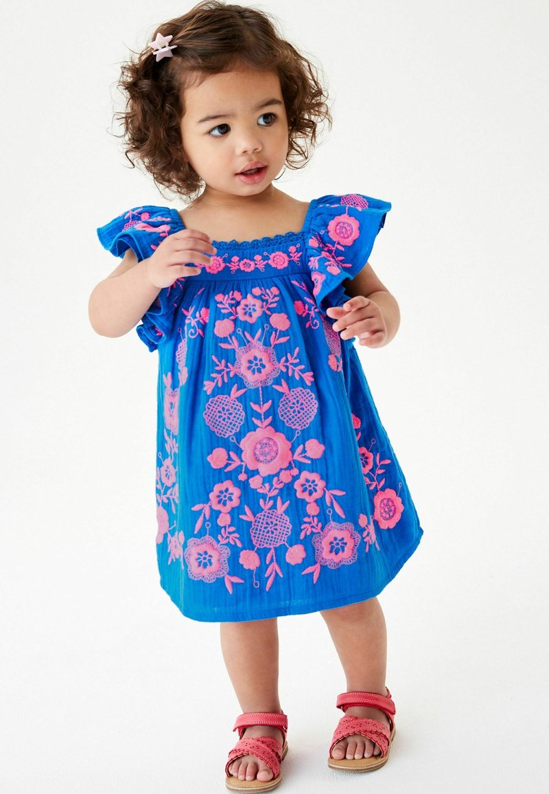 Next EMBROIDERED KAFTAN DRESS Day dress blue pink/blue Zalando