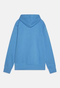 Felpa con cappuccio azzurro chiaro realizzata in tessuto morbido. Presenta maniche lunghe, una tasca a marsupio e polsini e orlo ribattuti.