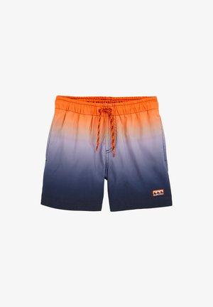 Shorts da nuoto corti con una sfumatura dall'arancione al blu navy. Presentano una vita elastica con coulisse regolabile e un'etichetta con logo sul lato.