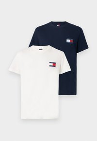 Tommy Jeans FLAG TEE 2 PACK - T-shirt basic - dark night navy/ecru