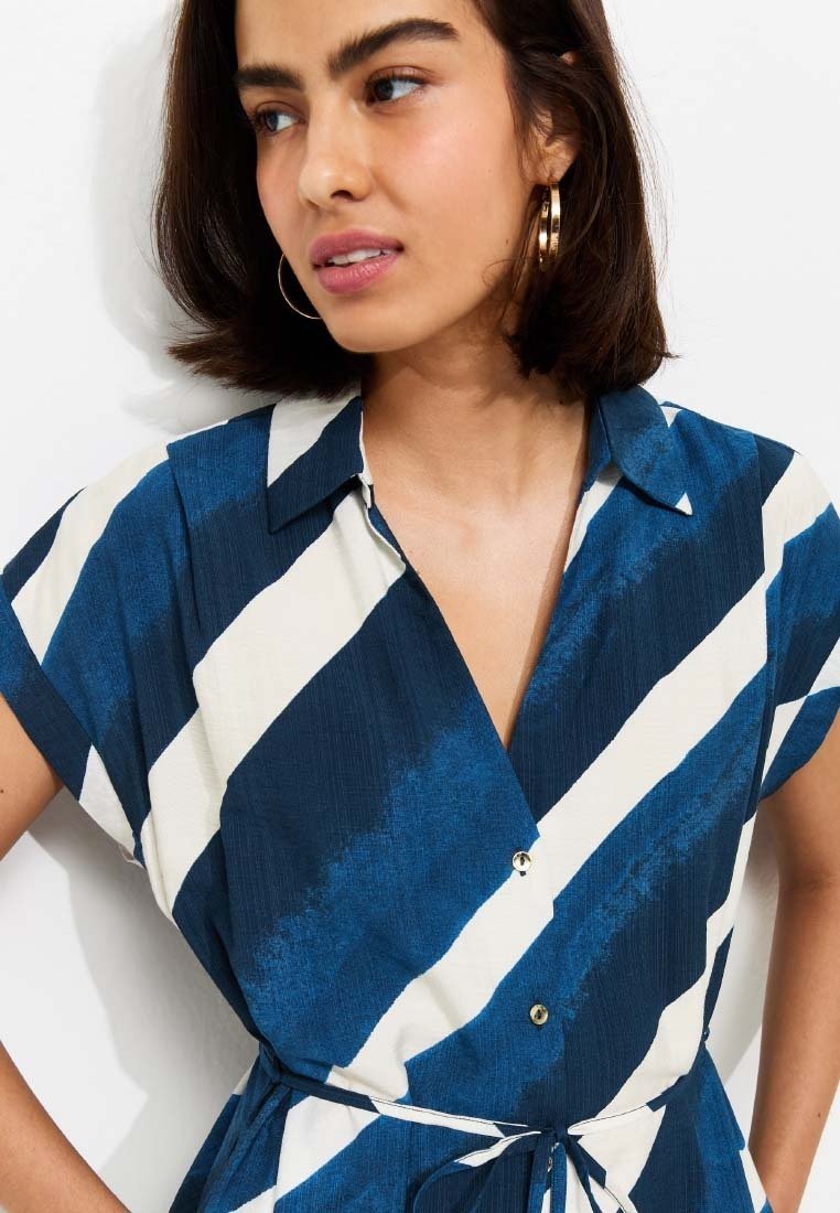 new look blue shirt dress New Look Light Blue Chambray Denim-look Mini Shirt Dress