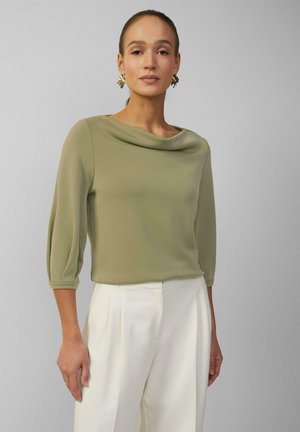 AUS INTERLOCK MIT WASSERFALL AUSSCHNITT - Sweatshirt - olivgrün