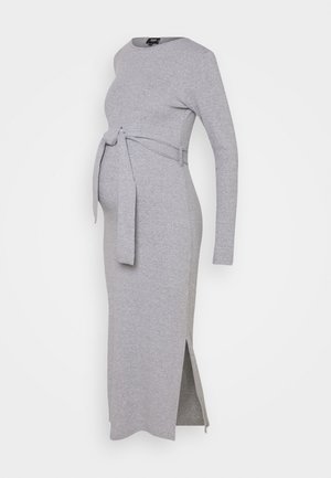 MATERNITY SPLIT SIDE BELTED MIDI DRESS - Jersey dress - grey