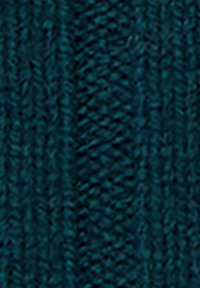 Knitted fabric in deep teal with a textured, ribbed pattern. Material appears soft, with a warm, cozy finish.