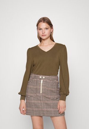 Object OBJANNIE V NECK - Μπλούζα με μακριά μανίκια - dark earth