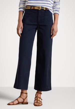 STRETCH CHINO WIDE LEG CROPPED PANT - Bukse - navy
