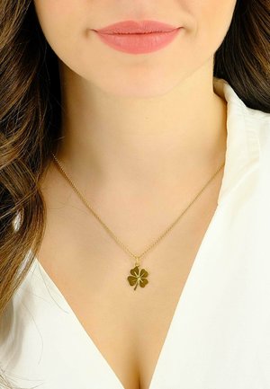 MUAU Schmuck ANHÄNGER KLEEBLATT , 22X15MM - Pendentif - gelbgoldfarben