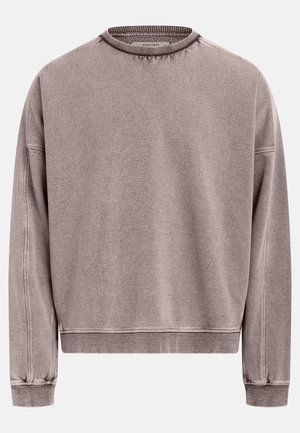 Φαρδύ, μακρυμάνικο φούτερ σε απαλό μωβ χρώμα. Μαλακή υφή, ριμπ ύφασμα στο λαιμό και στα μανίκια. Απλός, χωρίς διακοσμητικά σχεδιασμός.