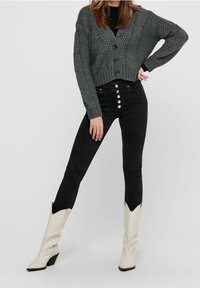 JDY Chaqueta de punto - mottled dark grey
