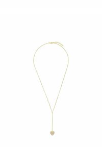 Guldtonad halsband med ett hänge format som ett hjärta, med ett strukturerat mönster, längden justerbar med kedja och spänne.