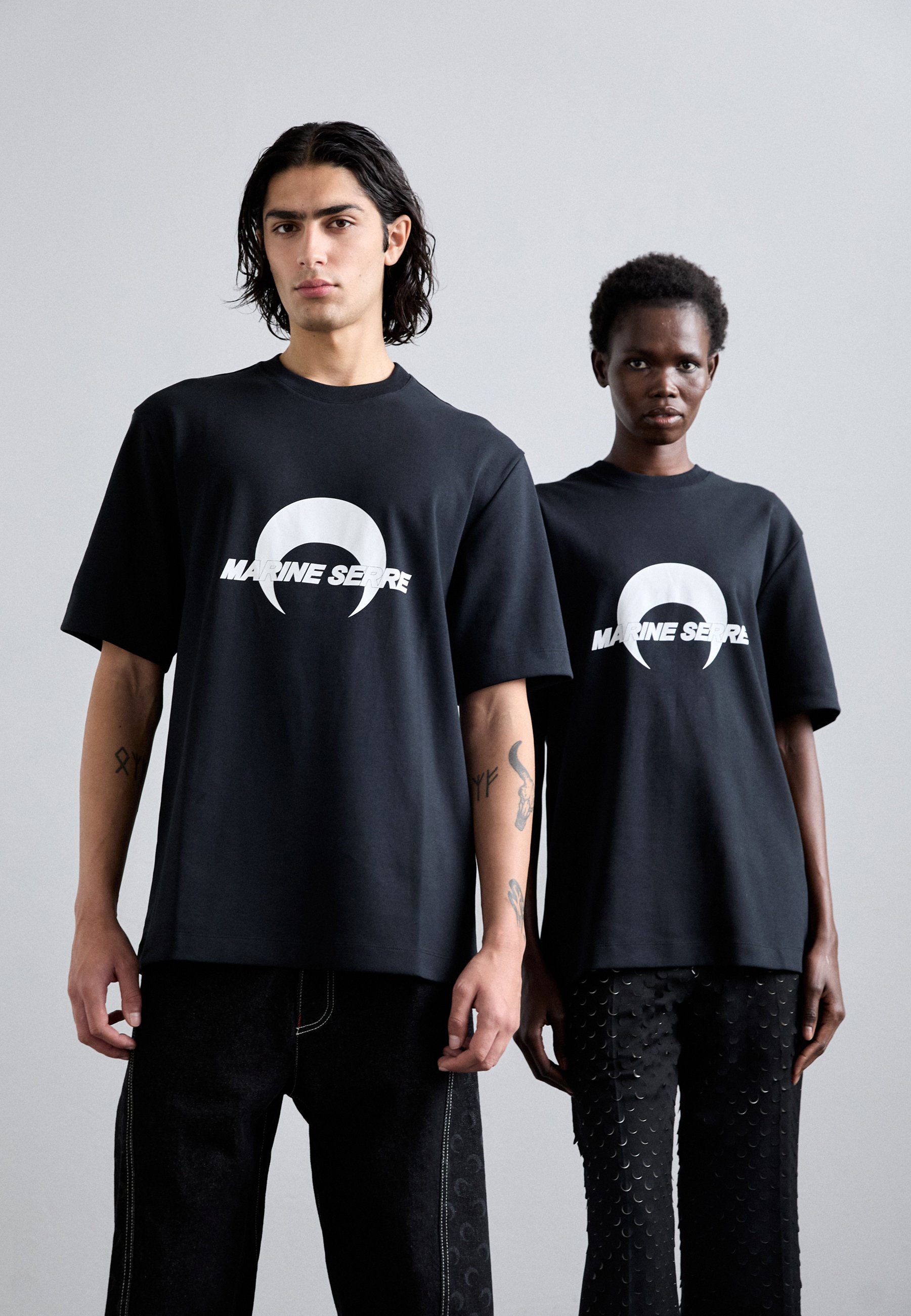 MARINE SERRE LOOSE FIT UNISEX - Print T-shirt - black - Zalando.co.uk