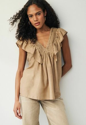 Next RUFFLE V-NECK REGULAR FIT - Bluse - neutral