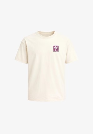 Neverless, HERREN T-SHIRT - GOLDEN HOURS - OVERSIZED RELAXED FIT SOMMER - Print T-shirt - hell-beige