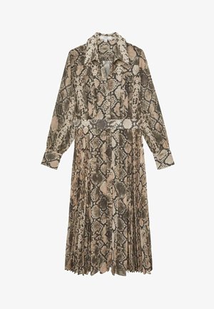 Reiss, REGULAR FIT - ANNIKA SNAKE-PRINT PLEATED MIDI DRESS . - Skjortekjole - neutral