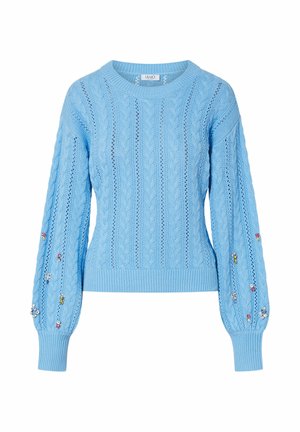 LIU JO, LIU JO SWEATER WITH JEWEL EMBROIDERY - Pullover - light blue