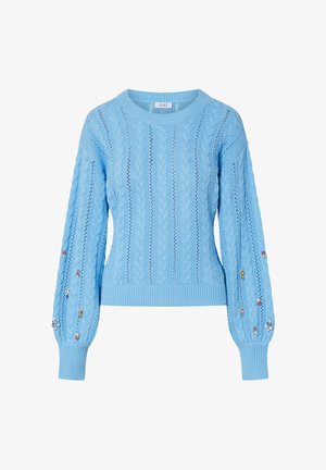 LIU JO, LIU JO SWEATER WITH JEWEL EMBROIDERY - Pullover - light blue