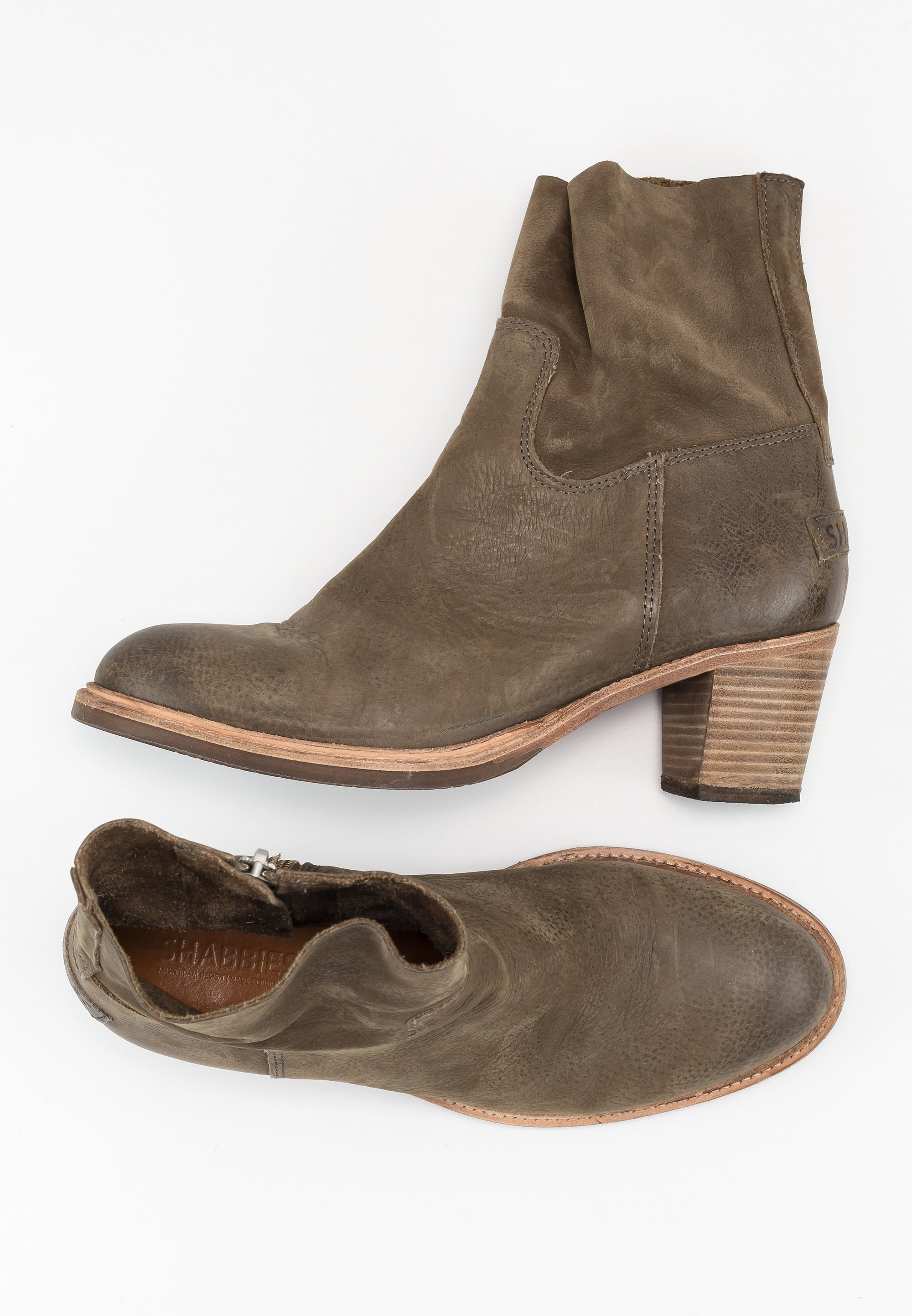 Shabbies Amsterdam Enkellaarsjes met hoge hak green/groen (Pre