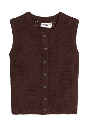 Marc O'Polo DENIM, KNIT VEST, SLEEVELESS, CREW NECK, BUTTON - Veste sans manches - burnt aubergine