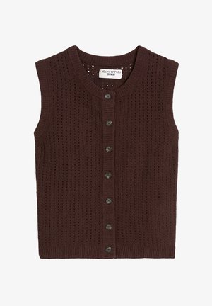 Marc O'Polo DENIM, KNIT VEST, SLEEVELESS, CREW NECK, BUTTON - Weste - burnt aubergine
