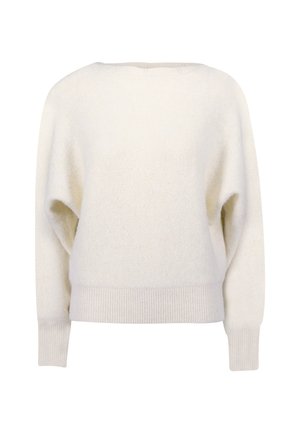 Cremefarvet sweater med en afslappet pasform, der har en rund halsudskæring, ribbede manchetter og kant. Blødt, tekstureret stof med et let udseende.
