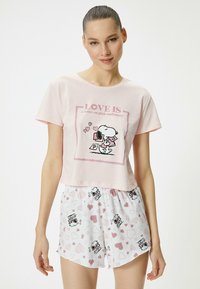 Koton SNOOPY LICENSED PRINTED SHORT SLEEVE SET - Pijama - pink