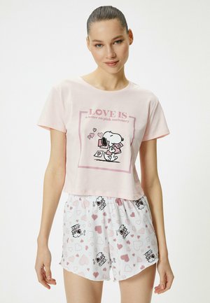 Koton SNOOPY LICENSED PRINTED SHORT SLEEVE SET - Pyjama - pink