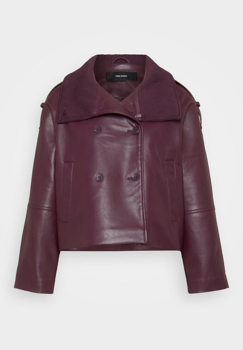 Vero Moda Petite Imitatieleren jas bordeauxrood