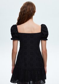 adL HEART COLLAR BALLOON SLEEVE VOILE MINI  - Vestido informal - black