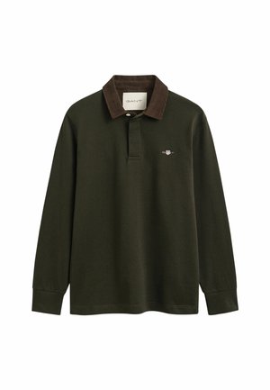 GANT, CORD COLLAR RUGGER - Long sleeved top - dark moss green