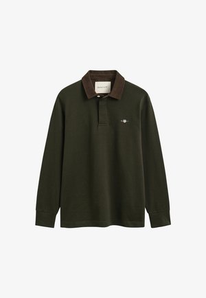 GANT, CORD COLLAR RUGGER - Maglietta a manica lunga - dark moss green