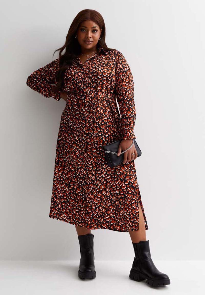 New Look Curves Jurk rood gemêleerd