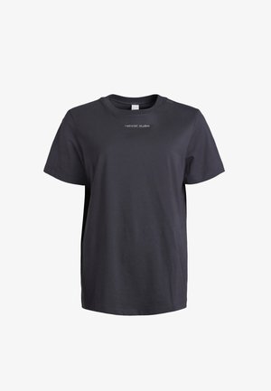 Tamsiai pilka medvilninė marškinėliai su apvaliu iškirpimu ir trumpomis rankovėmis. Mažas baltas užrašas "rethinkit studios" centre ant krūtinės.