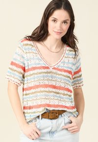 BONOBO Jeans MIT KURZEN ÄRMELN - Camiseta estampada - violet clair