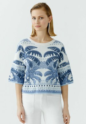 Oui, Print T-shirt - blue white