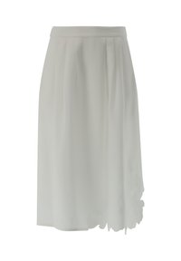 Gonna A-line bianca realizzata in tessuto leggero, con dettagli in ricamo floreale all'orlo e pieghe per una maggiore texture.