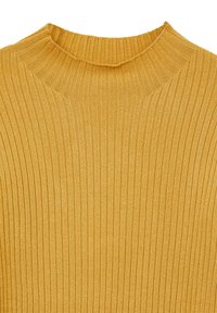 Rippstrick-Senfgelbes Sweatshirt mit hohem Halsausschnitt und strukturiertem Muster. Weiches Material mit taillierter Passform, ideal zum Layering.