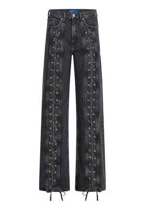 Karl Lagerfeld Jeans, MID-RISE RELAXED LACE-UP - Džínsy voľného strihu - stone washed black