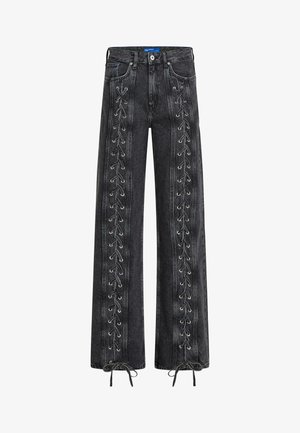 Karl Lagerfeld Jeans, MID-RISE RELAXED LACE-UP - Džínsy voľného strihu - stone washed black
