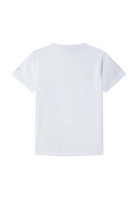 T-shirt en coton blanc à manches courtes, col rond, sans logos ni motifs visibles. Texture lisse et coupe normale.