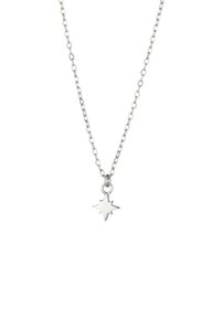Sølv halskæde med en stjernedannet vedhæng, der har en poleret finish og et kædedesign med sammenkædede led. Vedhænget hænger fra en springring.