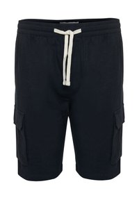 Pantalones cortos de carga en color navy, fabricados en tejido ligero, con una cinturilla elástica que incluye cordón ajustable y dos bolsillos laterales.