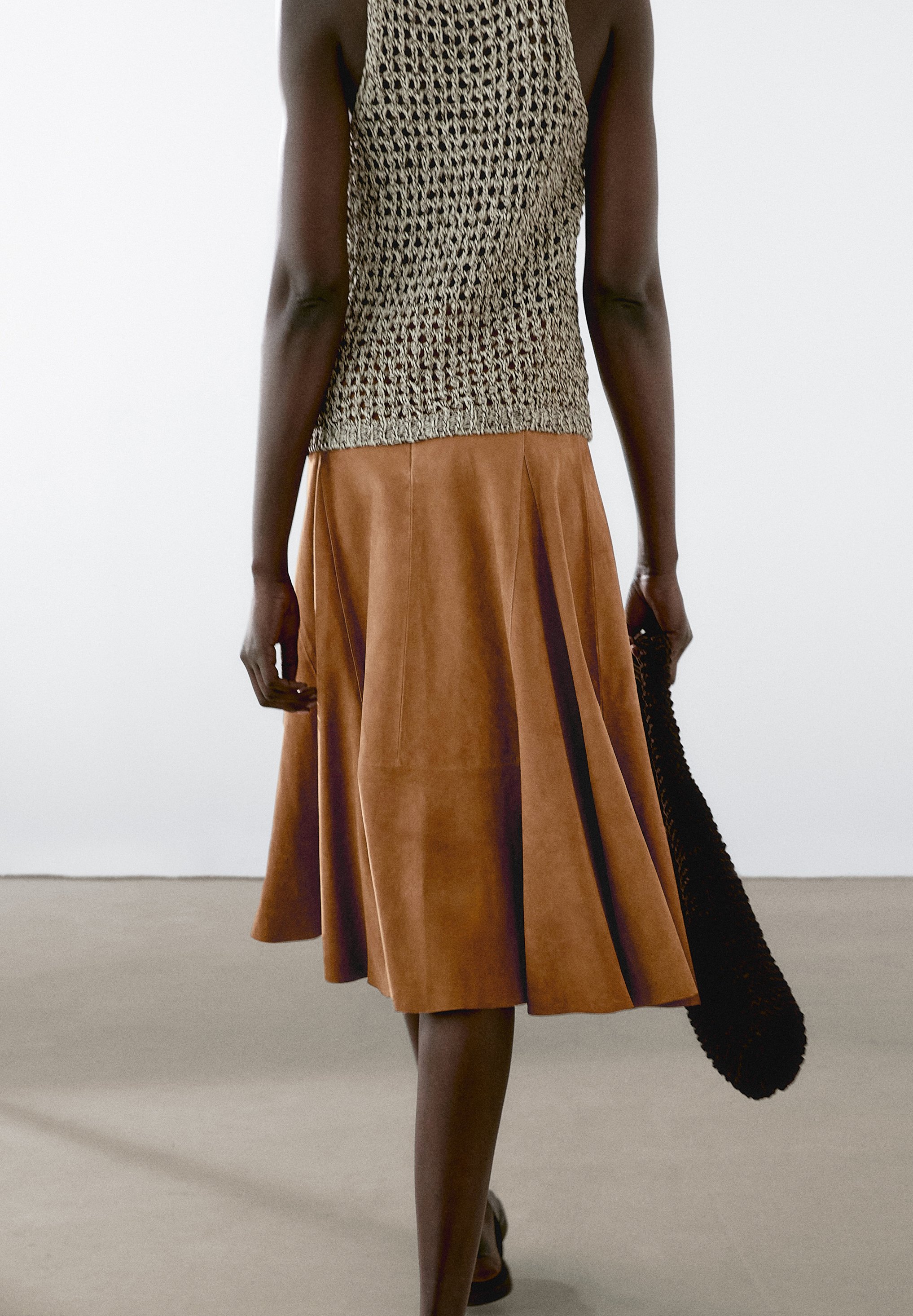 Massimo Dutti Leather skirt - brown - Zalando.co.uk