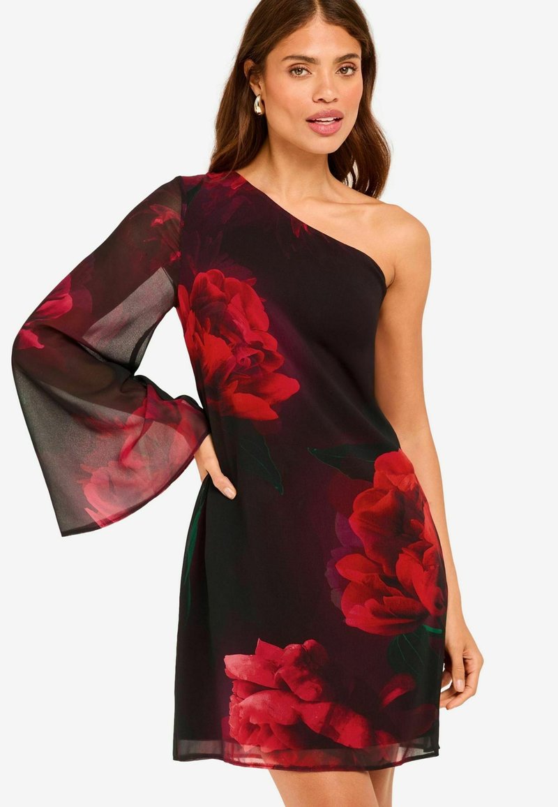 Lipsy ONE SLEEVE REGULAR FIT - Denné šaty - red floral