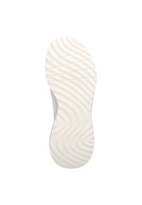 Podeszwa buta z teksturowanej białej gumy, wyposażona w wzory faliste zapewniające przyczepność i elastyczność. Wygięty kształt w okolicy pięty dla wsparcia.