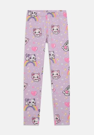 Lindex LEGGINGS CATS AND RAINBOWS - Tamprės - light lilac