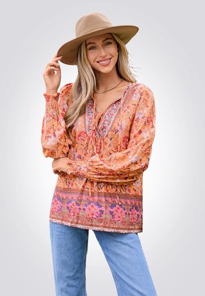 FLORAL SPLIT NECK  - Tunika - orange