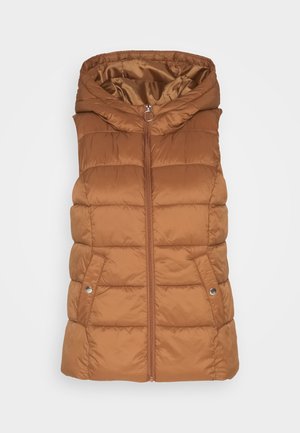 JDY JDYZULU SHORT HOOD WAISTCOAT - Strukirani kaput - toasted coconut