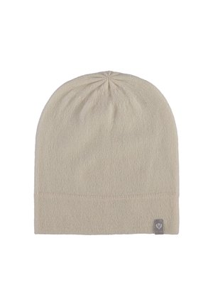 Beežist kudumüts, millel on tekstureeritud pind. Sellel on volditud äär ja küljes on väike logopatch. Pehme ja veniv materjal.