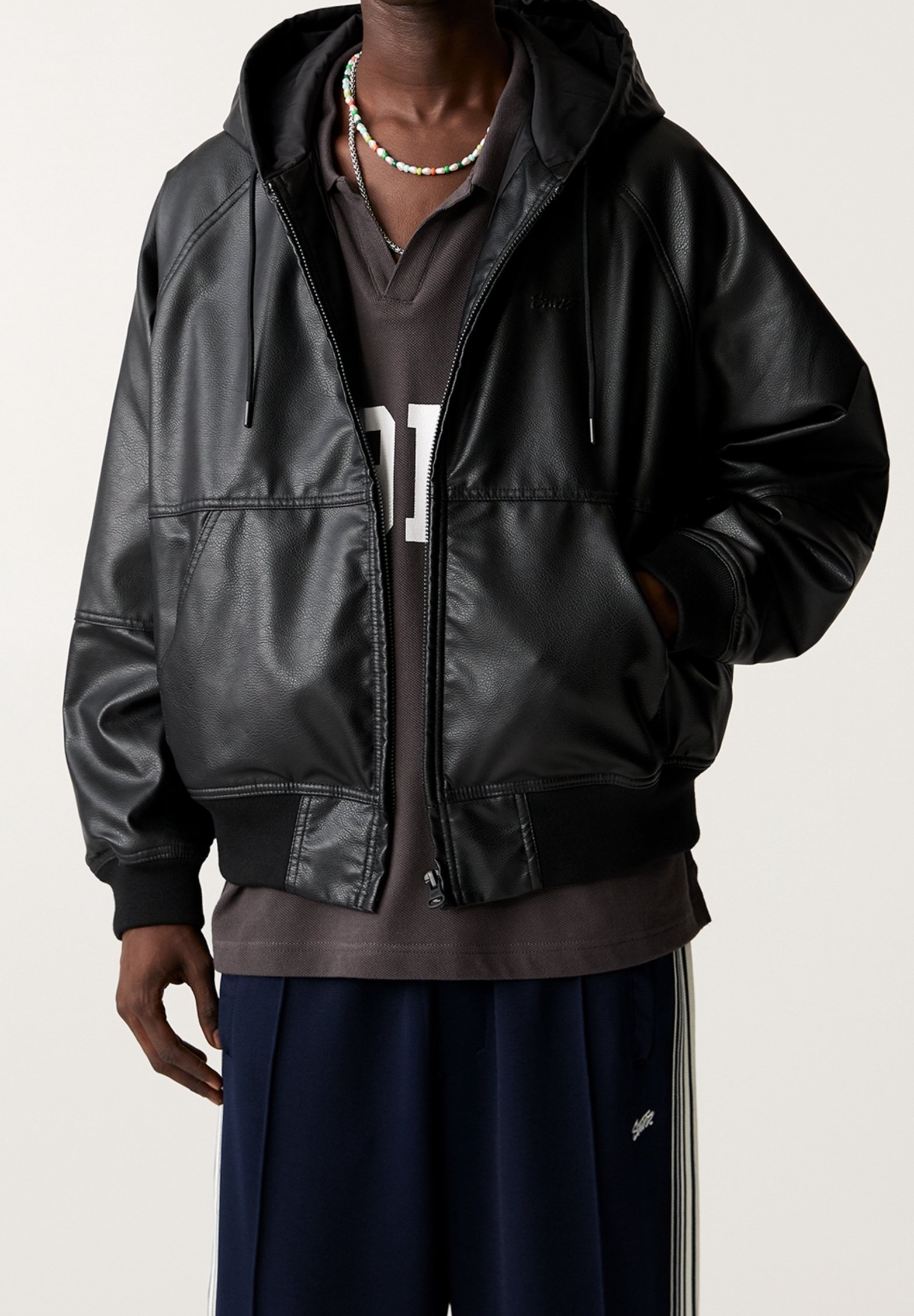 PULL&BEAR Faux leather jacket - black - (Pre-owned) - Zalando